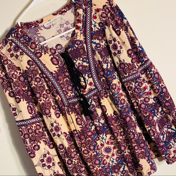 Daniel Rainn Anthro Embroidery Knit Boho Top M - Picture 1 of 5